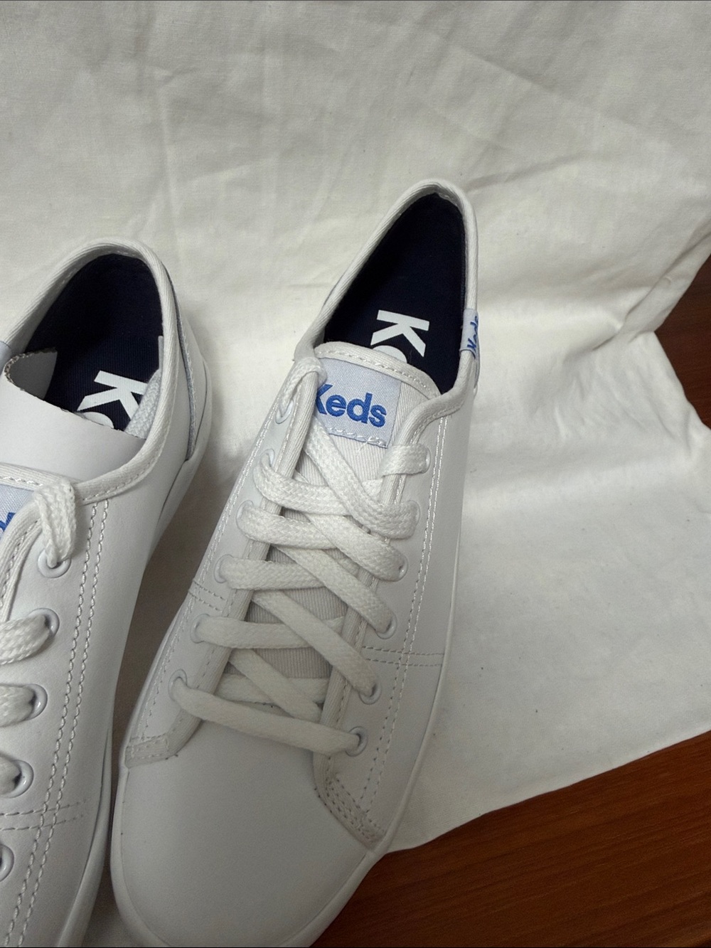 Keds White Sneakers with Navy Accents - Picture 2 of 5
